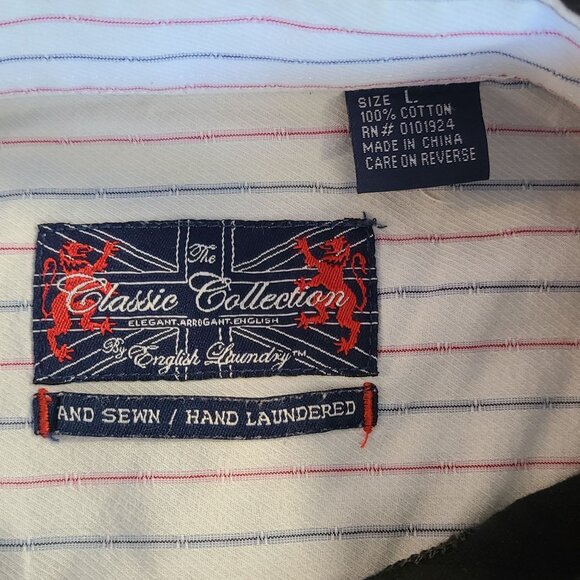 English Laundry Classic Collection Men's Black Flip Cuff L/S Shirt Cotton Large - Picture 6 of 9